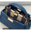 Fendi Peekaboo Iconic Mini Bag in Leather Dark Blue with Stripe Lining