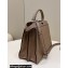 Fendi Peekaboo Iseeu Medium Bag in Selleria Romano Leather Elephant Gray