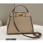 Fendi Peekaboo Iconic Mini Bag in Vintage Effect Lambskin Creamy