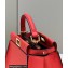 Fendi Peekaboo Iconic Mini Bag Orange Red in Calfskin Leather with FF Lining