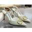 Valentino Heel 8cm Crystal VLogo Signature Calfskin Slingback Pumps White