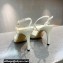 Valentino Heel 8cm Crystal VLogo Signature Calfskin Slingback Pumps White
