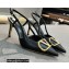 Valentino Heel 8cm Crystal VLogo Signature Calfskin Slingback Pumps Black
