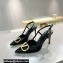 Valentino Heel 8cm Crystal VLogo Signature Calfskin Slingback Pumps Black