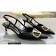 Valentino Heel 4cm Crystal VLogo Signature Calfskin Slingback Pumps Black