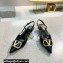 Valentino Heel 4cm Crystal VLogo Signature Calfskin Slingback Pumps Black