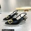 Valentino Heel 4cm Crystal VLogo Signature Calfskin Slingback Pumps Black