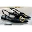 Valentino Crystal VLogo Signature Calfskin Slingback Ballet Flats Black