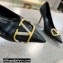 Valentino Heel 8cm Crystal VLogo Signature Calfskin Pumps Black