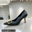Valentino Heel 8cm Crystal VLogo Signature Calfskin Pumps Black