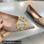 Valentino Crystal VLogo Signature Calfskin Ballet Flats Nude