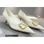 Valentino Heel 4cm Crystal VLogo Signature Calfskin Pumps White