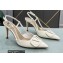 Valentino Heel 8cm VLogo Signature Patent Leather Slingback Pumps White