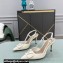 Valentino Heel 8cm VLogo Signature Patent Leather Slingback Pumps White