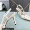 Valentino Heel 8cm VLogo Signature Patent Leather Slingback Pumps White