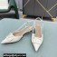 Valentino Heel 4cm VLogo Signature Patent Leather Slingback Pumps White