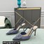 Valentino Heel 8cm VLogo Signature Patent Leather Slingback Pumps Dusty Blue