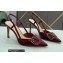 Valentino Heel 8cm VLogo Signature Patent Leather Slingback Pumps Burgundy