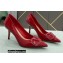 Valentino Heel 8cm VLogo Signature Calfskin Pumps Patent Red