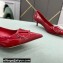 Valentino Heel 4cm VLogo Signature Calfskin Pumps Patent Red