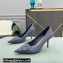 Valentino Heel 8cm VLogo Signature Calfskin Pumps Patent Dusty Blue