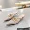 Valentino Heel 4cm Crystal VLogo Signature Calfskin Mules Nude