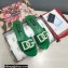 Dolce & Gabbana Calfskin Sliders Green with DG Logo 2022