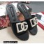 Dolce & Gabbana Calfskin Sliders Black with DG Logo 2022
