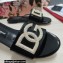 Dolce & Gabbana Calfskin Sliders Black with DG Logo 2022