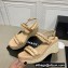 Chanel Chain Platform Sandals Calfskin Beige 2022