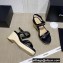 Chanel Chain Platform Sandals Calfskin Black 2022