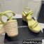 Chanel Chain Platform Sandals Calfskin Yellow 2022