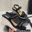 Chanel Chain Platform Sandals Tweed Black 2022