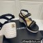 Chanel Chain Platform Sandals Tweed Black 2022