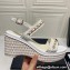 Chanel Chain Platform Sandals Tweed White 2022