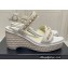 Chanel Chain Platform Sandals Tweed White 2022