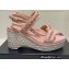 Chanel Chain Platform Sandals Tweed Pink 2022