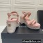 Chanel Chain Platform Sandals Tweed Pink 2022