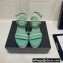 Chanel Chain Platform Sandals Tweed Green 2022