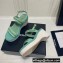 Chanel Chain Platform Sandals Tweed Green 2022