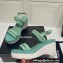 Chanel Chain Platform Sandals Tweed Green 2022