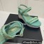Chanel Chain Platform Sandals Tweed Green 2022
