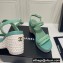 Chanel Chain Platform Sandals Tweed Green 2022