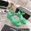 Chanel Chain Platform Sandals Patent Green 2022