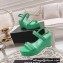 Chanel Chain Platform Sandals Patent Green 2022