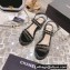 Chanel Chain Platform Sandals Patent Black 2022