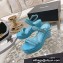 Chanel Chain Platform Sandals Patent Blue 2022