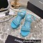Chanel Chain Platform Sandals Patent Blue 2022