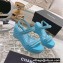 Chanel Chain Platform Sandals Patent Blue 2022