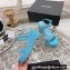 Chanel Chain Platform Sandals Patent Blue 2022
